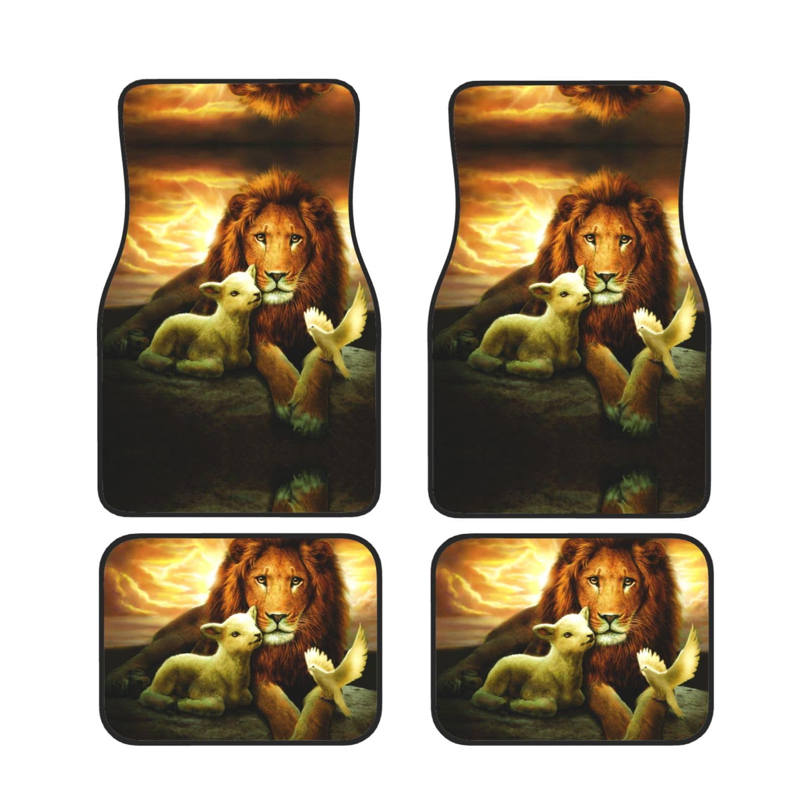 Sunset Lion Lamb Bird Printed Car Mats Universal Car Floor Mats Set Of 4Pcs Non-Slip Waterproof All Weather Automotive Floor Mats von Wquvmds