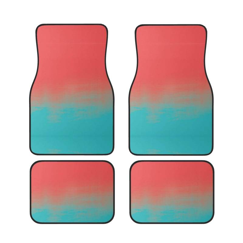 Texture Teal And Coral Printed Car Mats Universal Car Floor Mats Set Of 4 Pieces Non-Slip Waterproof All Weather Automotive Floor Mats von Wquvmds