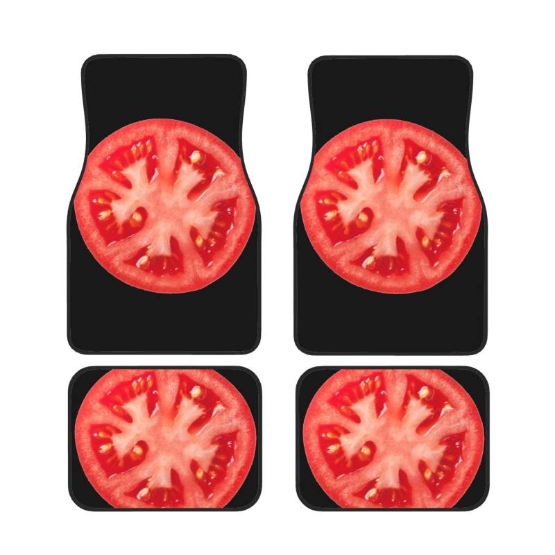 Tomato Slice Bedruckte Automatten Universal Auto Fußmatten Set von 4 Stück rutschfest Wasserdicht Allwetter Automotive Fußmatten von Wquvmds