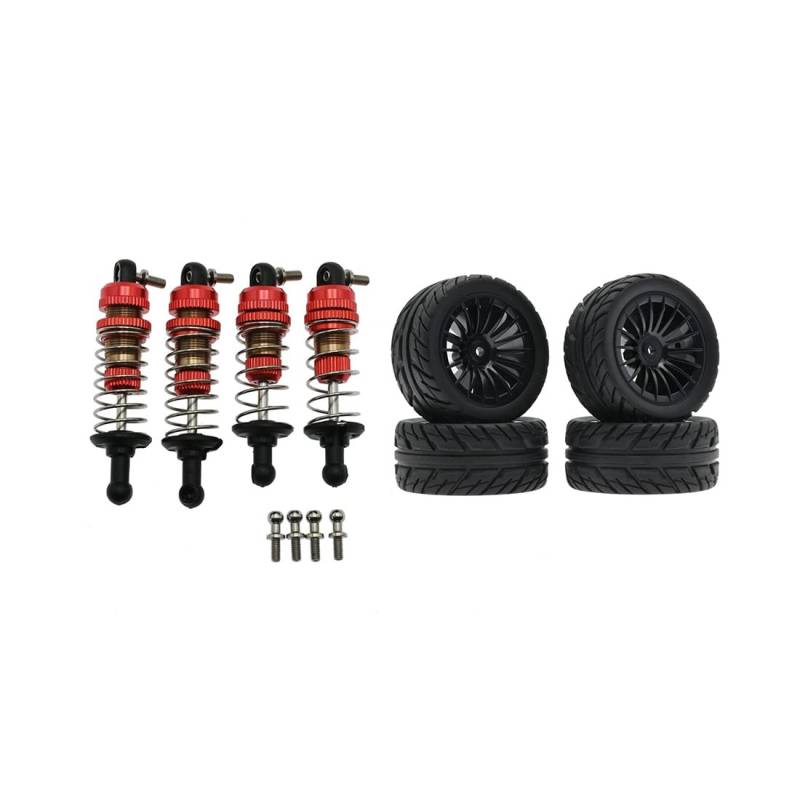 Wresetly Metall-StoßDäMpfer und Gummireifen-Set für SG1603 SG1604 SG1605 UD1601 UD1602 UD1603 1/16 RC-Autoteile, Schwarz von Wresetly