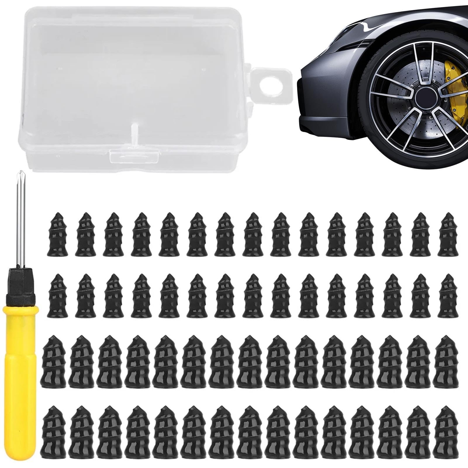 Wrohto - 61 Pieces Tire Repair Kit, Tire Plug Kit, Tire Puncture Repair Kit, Vacuum Tire Repair Kit, Tire Repair Kit, Mountain Tire Repair, Tire Plugs and Tools, Complete Tire Repair Set von Wrohto