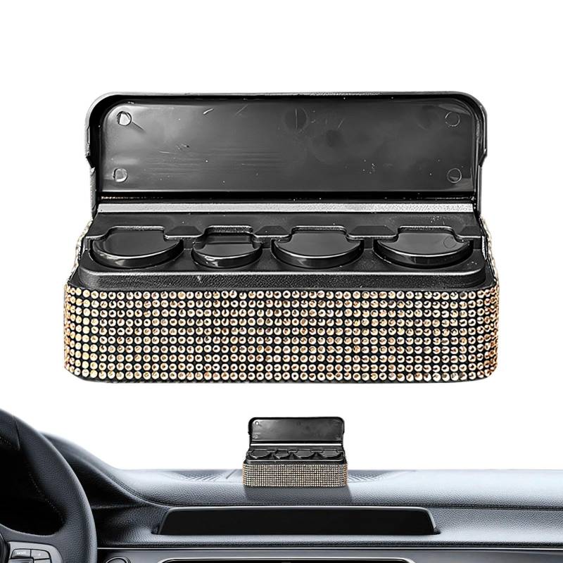 Wrohto Auto Aufbewahrungsbox Strass, Automotive Change Organizer, Portable Car Storage Dispenser, Car Interior Rhinestone Organizer, Vehicle Change Storage Box von Wrohto