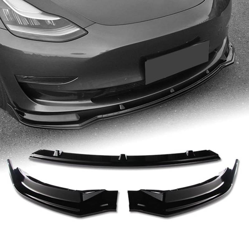 Spoiler Für Tesla Model 3 2017-2023 Auto Frontschürze Lippe Auto Frontschürze Splitter Lippe Spoiler Diffusor Schutzfolie Tuning Frontstoßstange.,B-Glossy Black von WuYyyyy