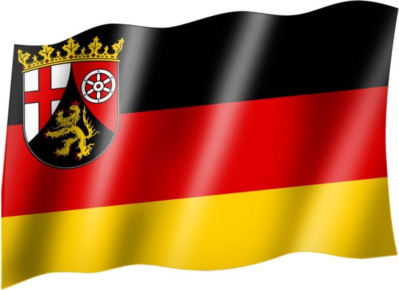 Sportfanshop24 Flagge/Fahne Rheinland-Pfalz Staatsflagge/Landesflagge/Hissflagge mit Ösen 150x90 cm, Sehr Gute Qualität von Sportfanshop24