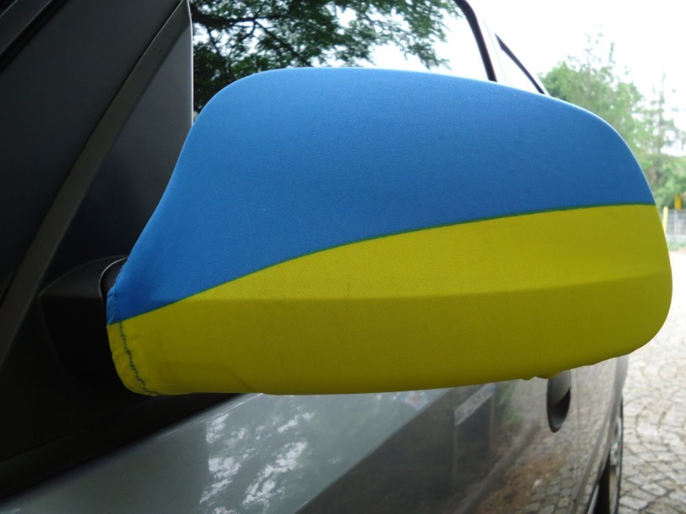 Spiegelflagge/Spiegelfahne UKRAINE 1 Paar, Auto/PKW Rückspiegel/Autospiegel Fahne/Flagge/Überzug/Socke Spiegelsocken von Sportfanshop24