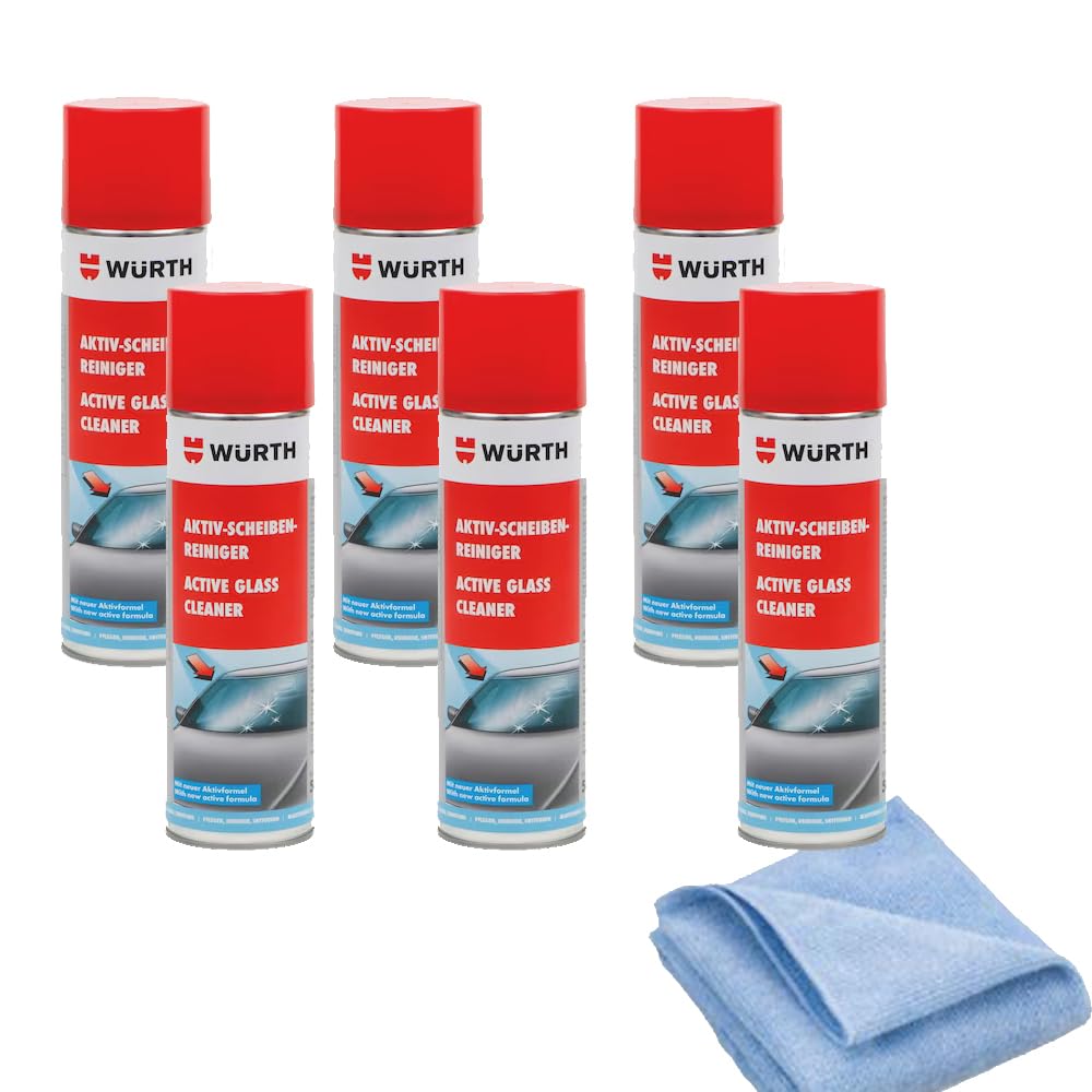 6x Würth- Aktiv-Scheibenreiniger-Schaum + 1 Microfasertuch Classic gratisF von Wuerth