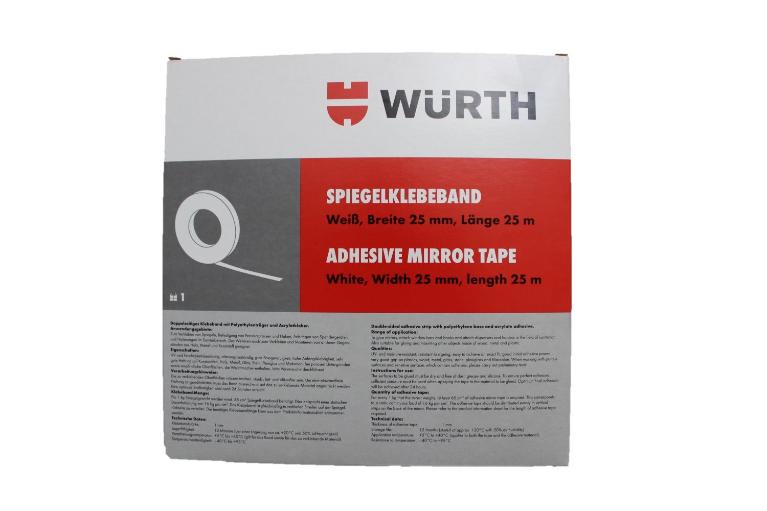 Würth 894918 NASTRO Specchio Bianco larghezza 25 mm e lunghezza 25 m, Grau, 25mmx25m von Würth