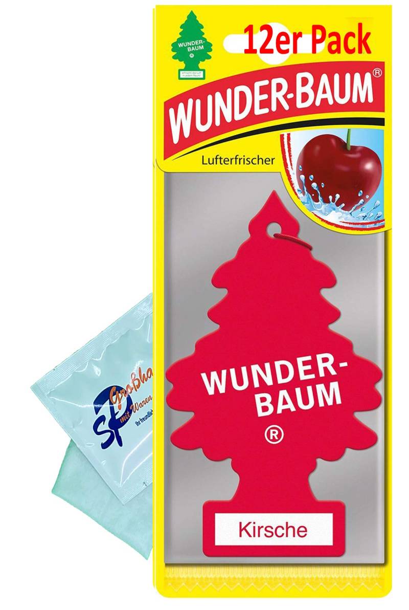 12 Stück Kirsche Wunder-Baum Lufterfrischer Duftbaum inkl. 1 x Glasreinigungstuch von SP Großhandel Gratiszugabe (Kirsche) von WUNDER-BAUM