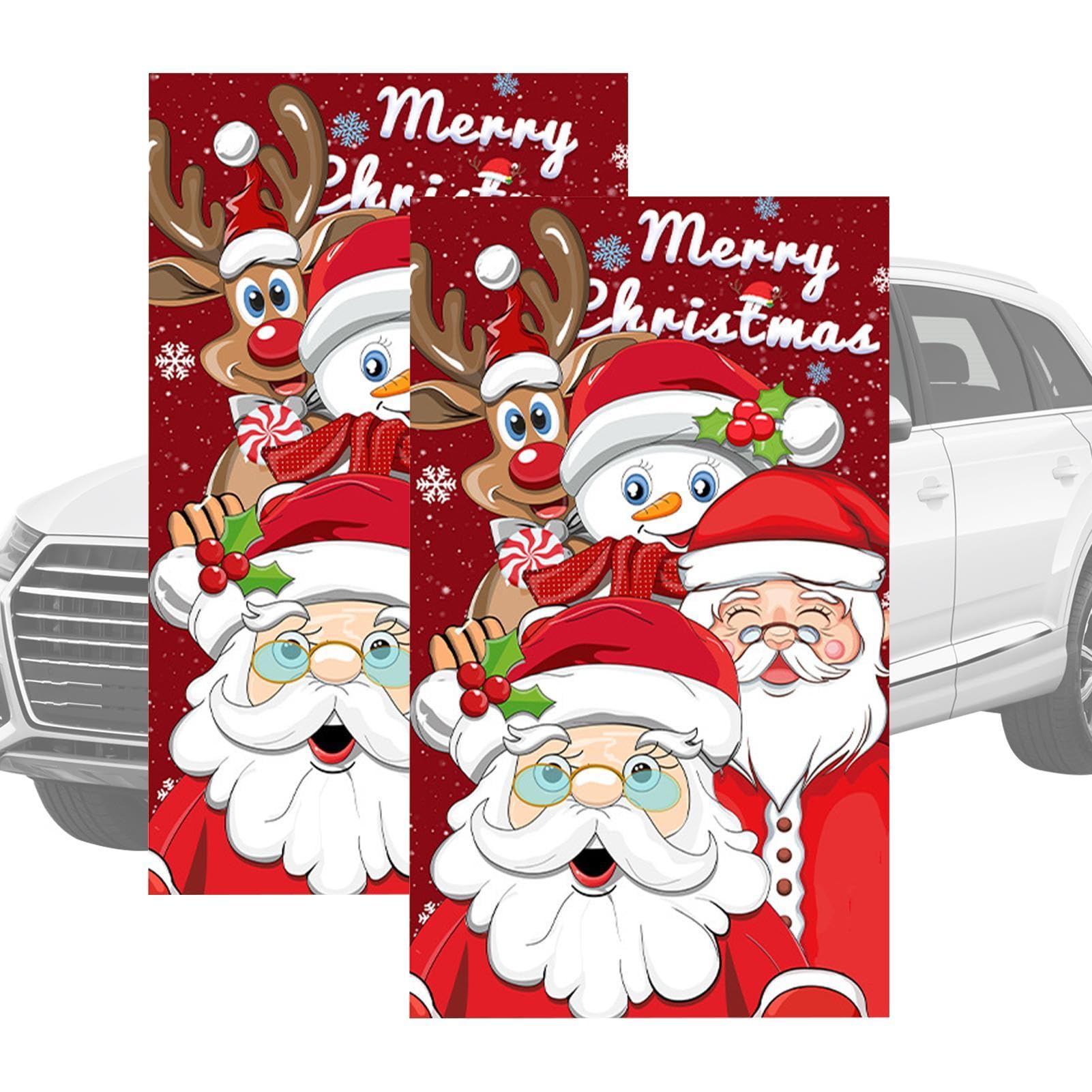 Wuyooprt Auto Säule Abziehbilder, Weihnachtsmann Weihnachten Auto Dekor 1 Paar Auto B Säule Aufkleber, Weihnachten Auto Assessorise, Weihnachten Auto Decals für Wände, Spiegel, Tisch von Wuyooprt