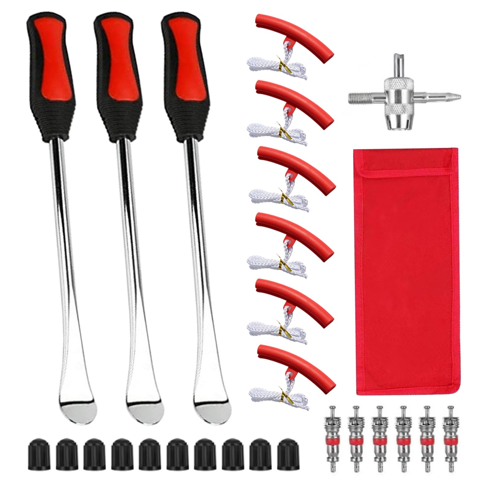 Reifenheber Reifen Montiereisen, 3pcs Reifenmontage Hebel, Reifenheber Montierhebel Werkzeug 2pcs Rad Felge Protektoren Tool Kit 10 Reifenventilkappen Und Kappen Werkzeugsatz Für Motorrad Fahrrad von Wydexint