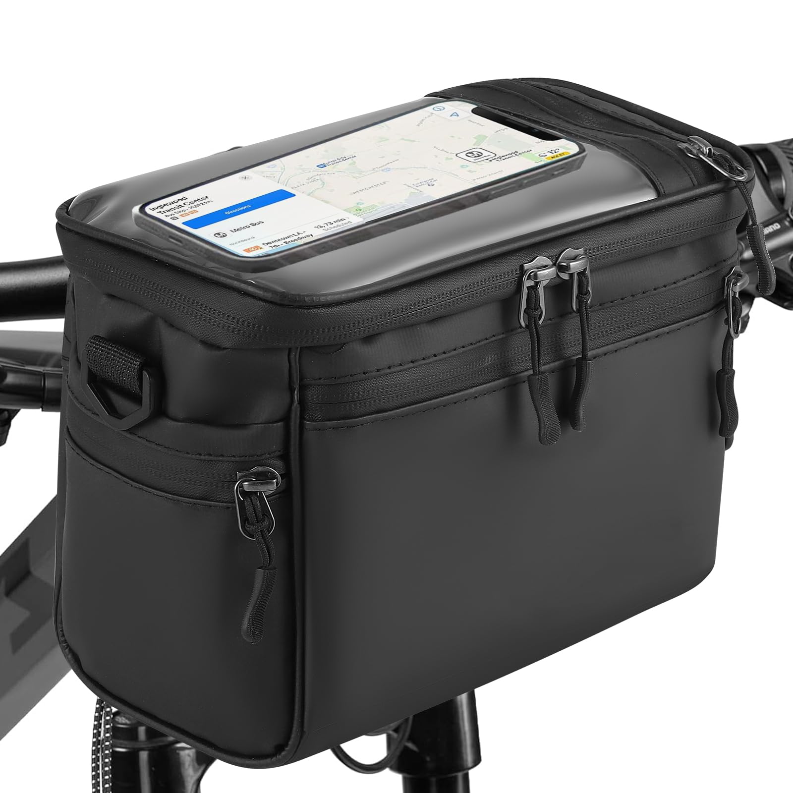 WyldSenc Fahrradlenkertasche, 5 l wasserdichte Fahrrad-Vordertasche, vorderer Fahrradkorb, wasserdichter Fahrrad-Handyhalter mit Touchscreen, verstellbare Fahrrad-Vorderlenkertasche und Schultergurt von WyldSenc