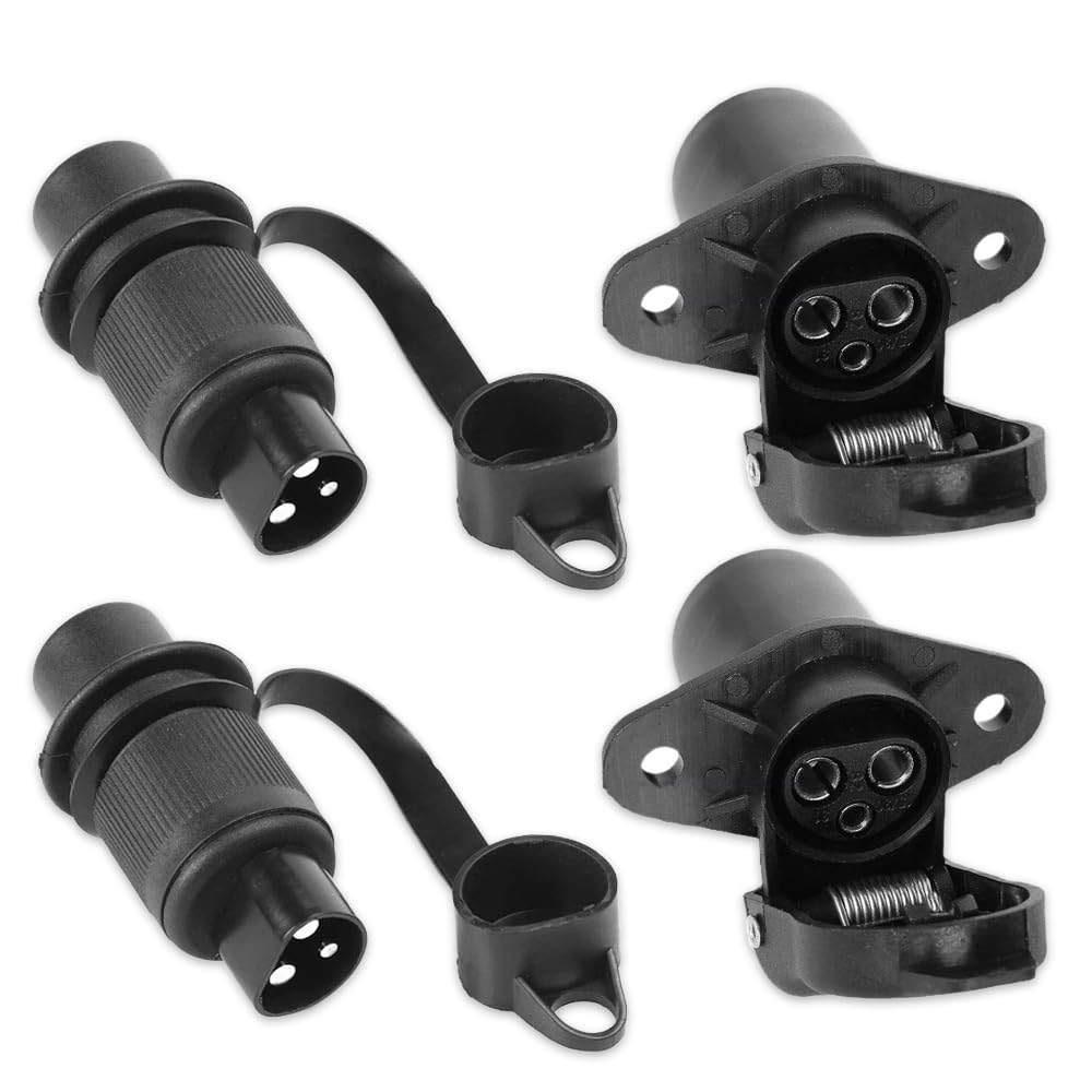 Wzhtuzi 2 Stück Anhänger Stecker,Steckdose 3-Polig, 3-PIN Wasserdichter Steckverbinder, KFZ Anhänger Stecker Steckdose 3 polig Satz, 3 poliger stecker 12v Traktor, Landmaschinen Stecker 3pol von Wzhtuzi