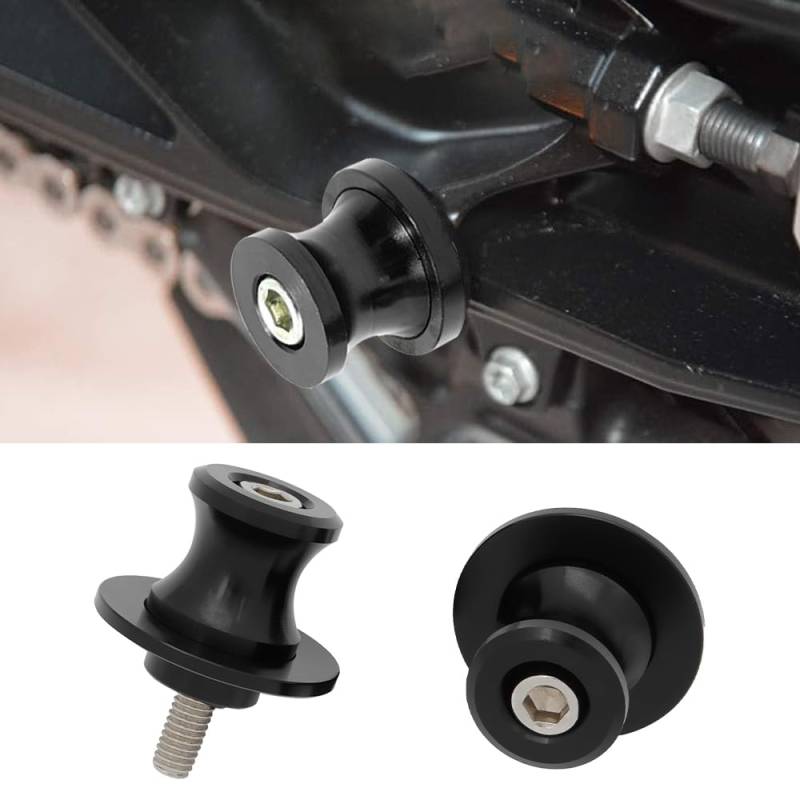 Wzhtuzi 2 Stück Motorrad Schwinge Sliders, Aluminium Ständeraufnahme, Schwingenschutz, 10MM Universal Schwinge Ständer für Motorräder passend für Motorrad Schwinge Sliders (Schwarz) von Wzhtuzi