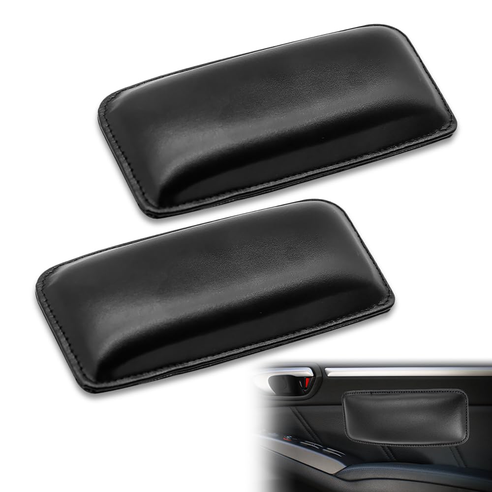 Wzhtuzi Leder Auto Beinpolster, 2 Stück Autotür Armlehnenkissen, Leder Knie Pad für Auto-Innenraum und Konsole, Universal Soft Pad Schwarz Auto Innenzubehör von Wzhtuzi