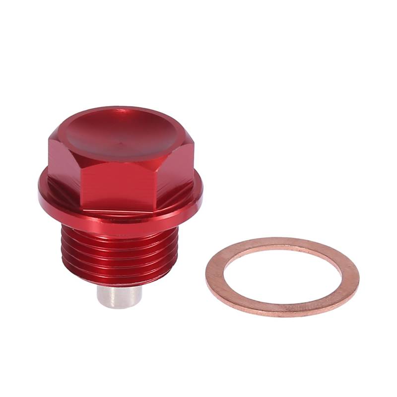 X AUTOHAUX Magnetische Ölablassschraube M18 x 1.5 Ölwannenwanne mit Dichtring Auto Ölschraube Kit Rot von X AUTOHAUX