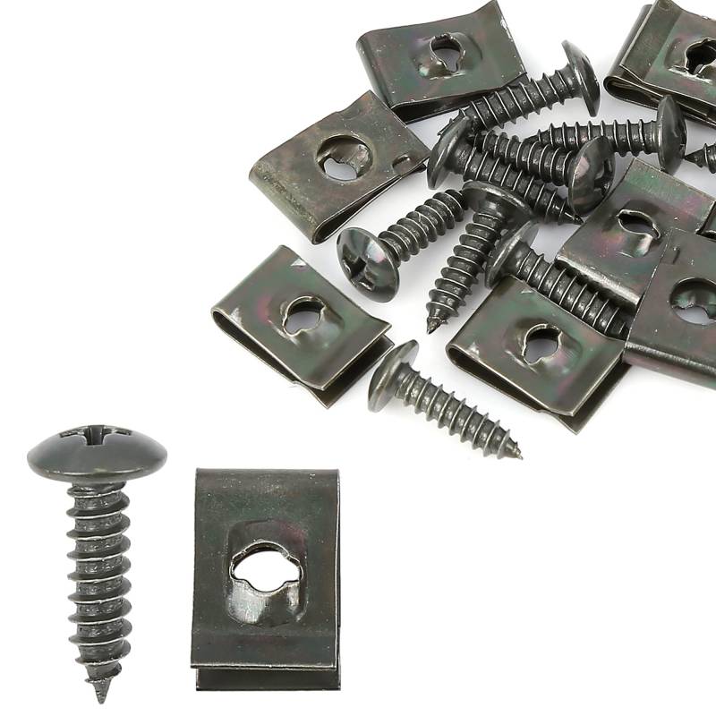 X AUTOHAUX 10 Satz Autoclips U-Clip Kreuzschlitzschrauben Sortiment 4,2x16mm armeegrün von X AUTOHAUX