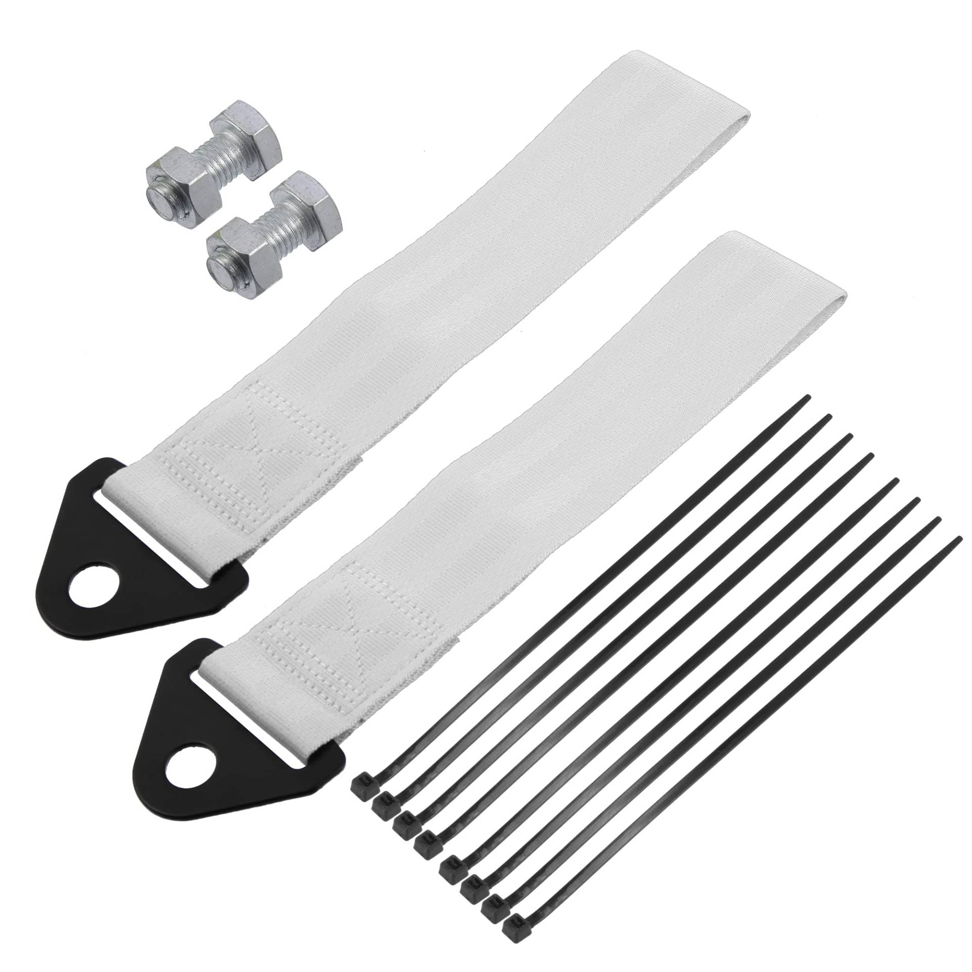 X AUTOHAUX 2 Set Frontstoßstange Auto Abschleppgurt Zierleiste Anhänger Gürtel mit Seil Anhänger Haken Nylon Silber Ton von X AUTOHAUX