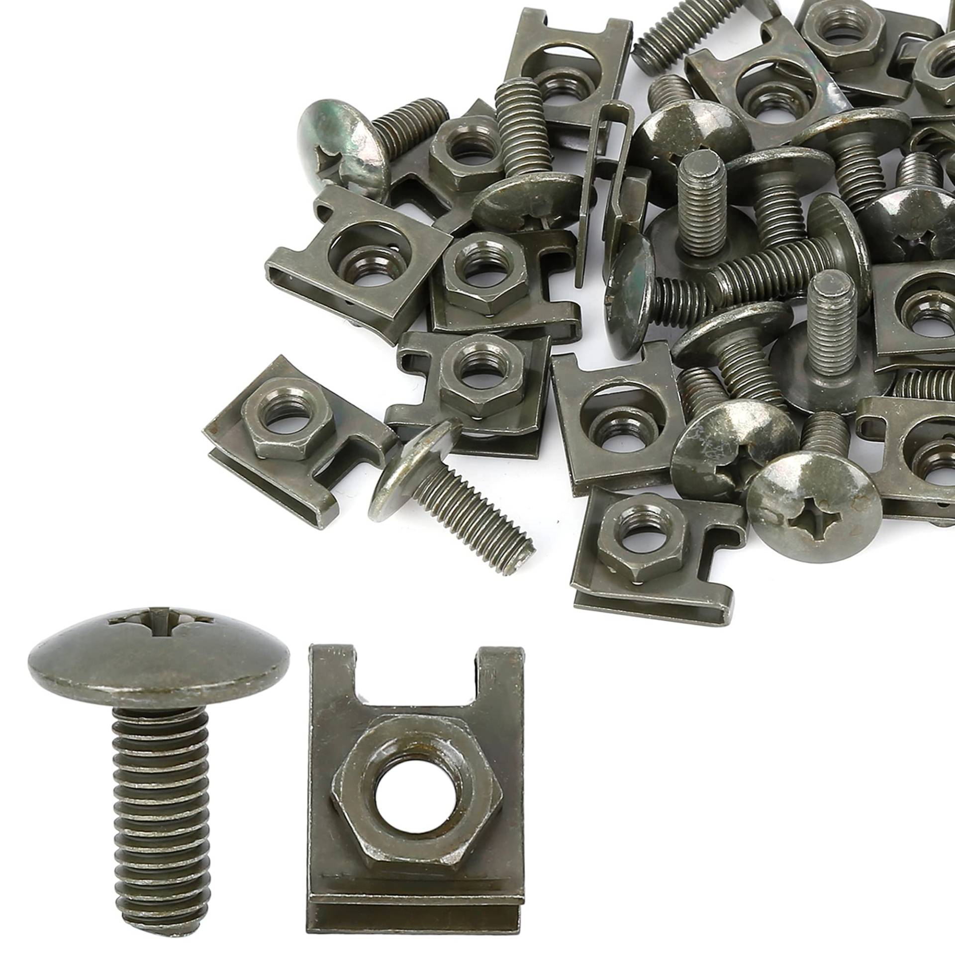 X AUTOHAUX 20 Satz Autoclips U-Clip Kreuzschlitzschrauben Sortiment 6x16mm armeegrün von X AUTOHAUX