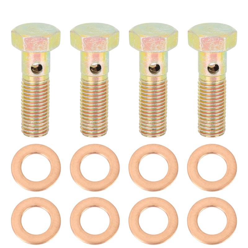 X AUTOHAUX 4 Sätze Bremshohlschraube M8x1,0mm metrisch Gewinde Hohlschrauben Bremsverbindung Adapter 30mm von X AUTOHAUX