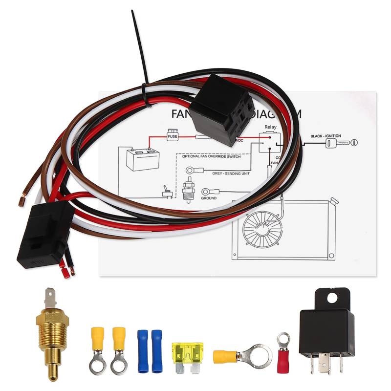 X AUTOHAUX Elektrolüfter Relais Kit mit Einschraubsonde 185'F an 175'F aus 40A von X AUTOHAUX