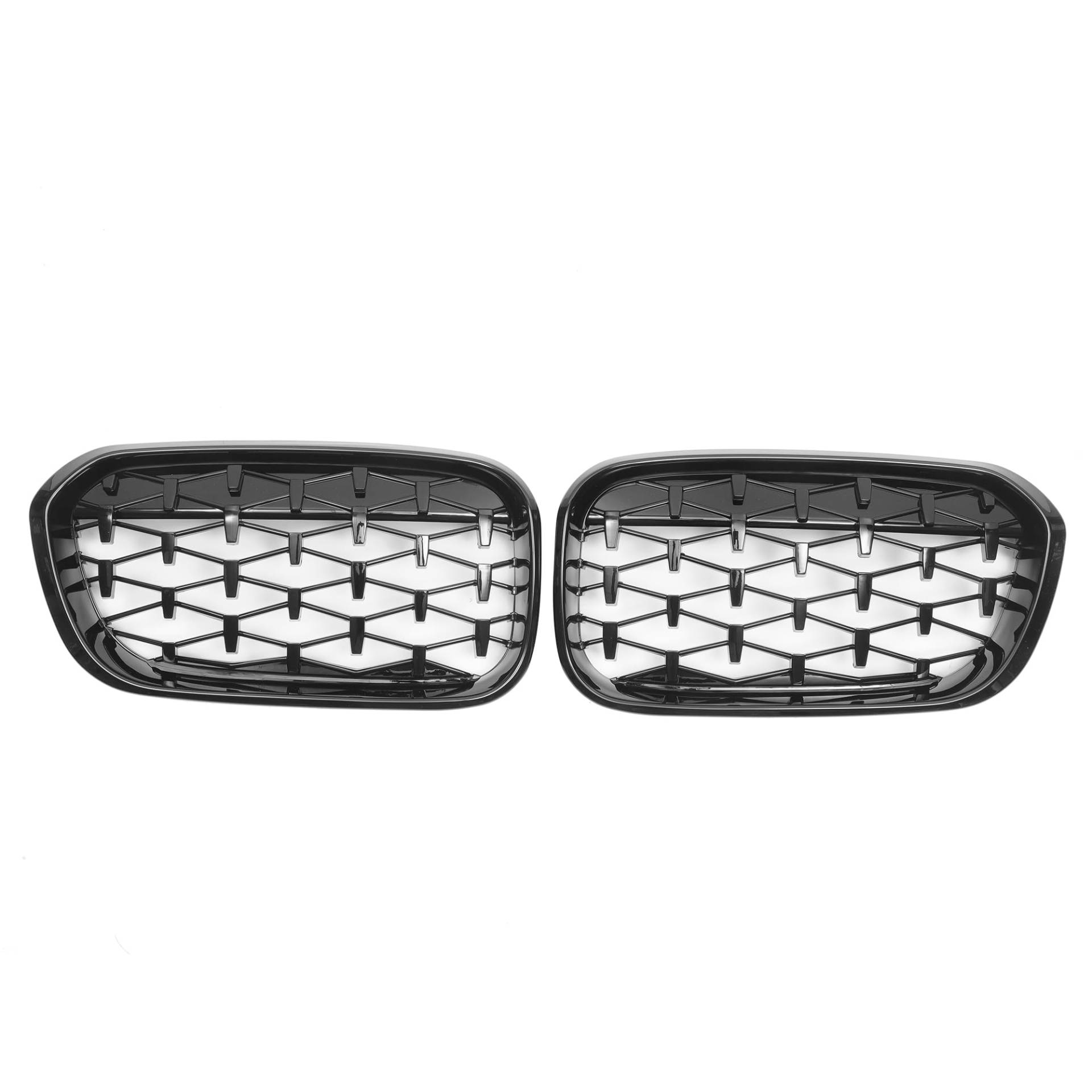 X AUTOHAUX Frontgrill für BMW 1er F20 15-18, Frontstoßstangen-Kühlergrill, Diamantstern, glänzend schwarz, 1 Paar, Nr. 51137371685/51137371686 von X AUTOHAUX