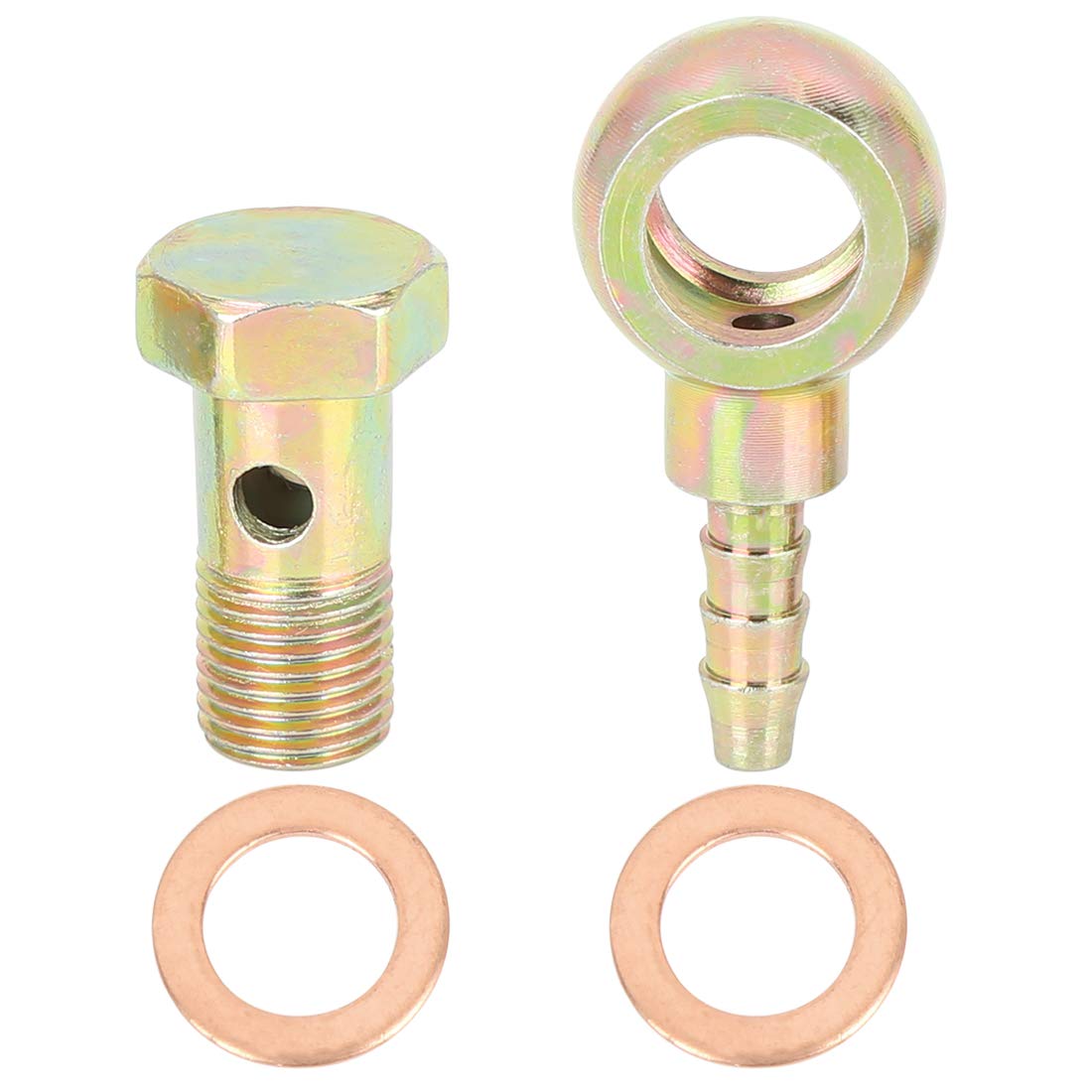 X AUTOHAUX Hohlschraube 10mm M10x1 Banjo Hohlschrauben Banjo Schlauch Barb Bolzen Fitting mit Banjo-Unterlegscheiben von X AUTOHAUX