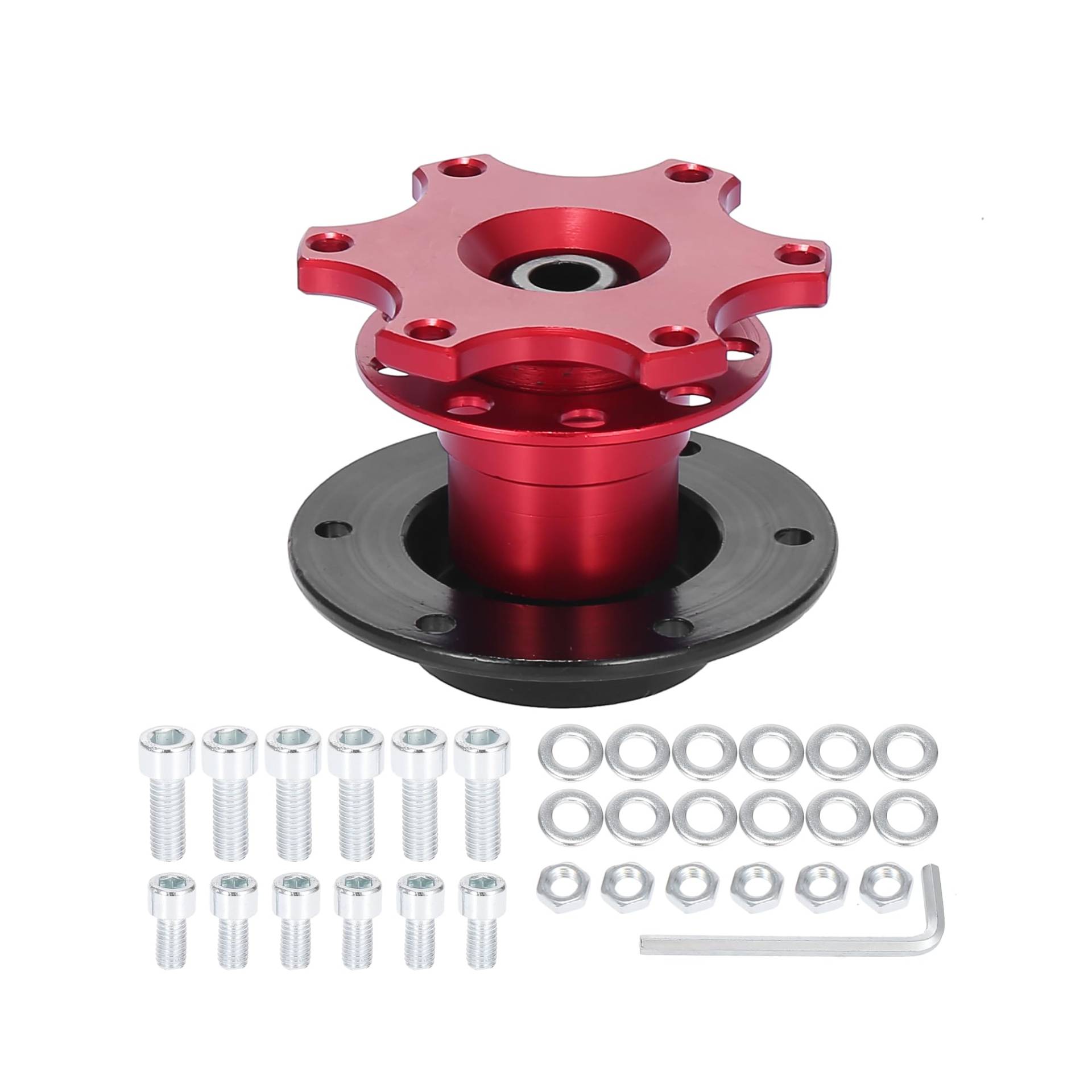 X AUTOHAUX Lenkradnaben Adapter 6 Loch mit Schnellverschluss Boss Kit Rot von X AUTOHAUX