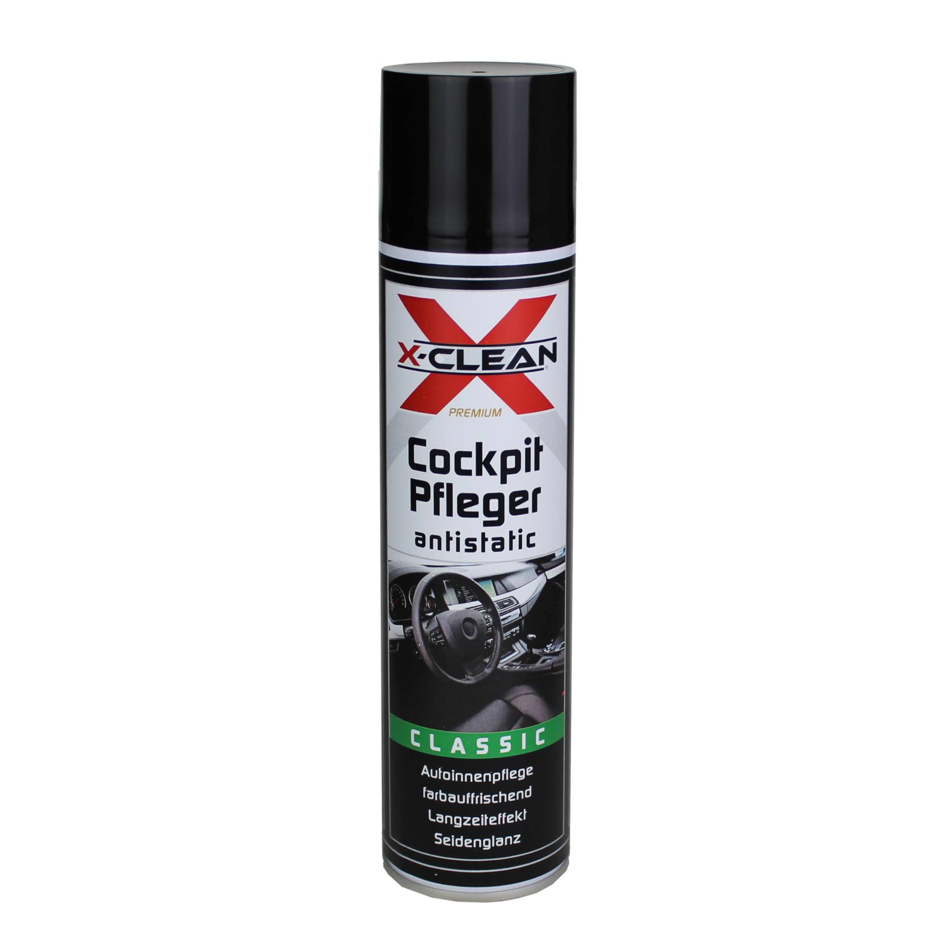 X-CLEAN® Cockpitpflege Antistatic Classic - Reiniger Cockpit & Reinigung Innenraum Auto - Cockpit Autopflege für seidenmattglänzenden Effekt - Langzeitwirkung & farbauffrischend von X-CLEAN