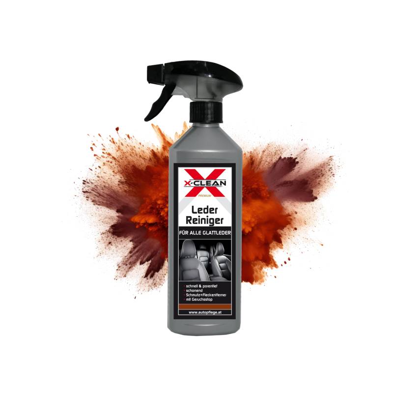 X-CLEAN® Leder Reiniger für ALLE Glattleder - Auto Ledersitze reinigen - Premium Leder-Reinigung - entfernt Schmutz & Flecken - schnell & porentief mit Geruchsstopp - Auto lederpflege von X-CLEAN