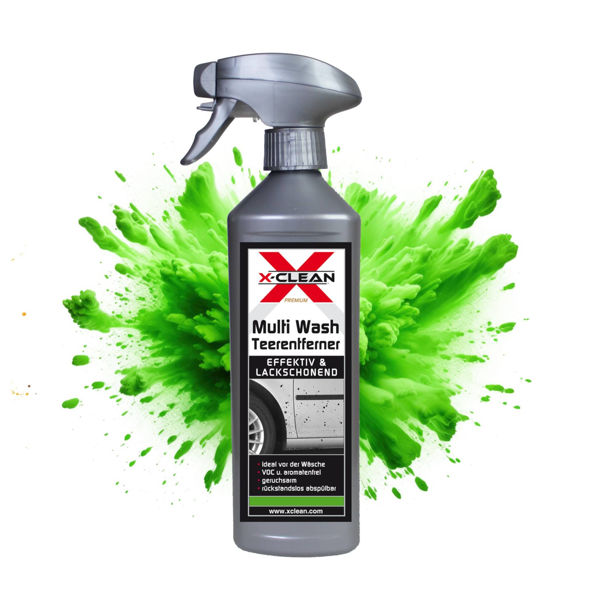 X-CLEAN® Teerentferner Auto Spray - Tar Remover zum Beseitigen von Teer - Auto Reiniger löst schonend Bitumen, Ölflecken & Verschmutzungen - rückstandsfrei abspülbar - kraftvoll & lackschonend von X-CLEAN