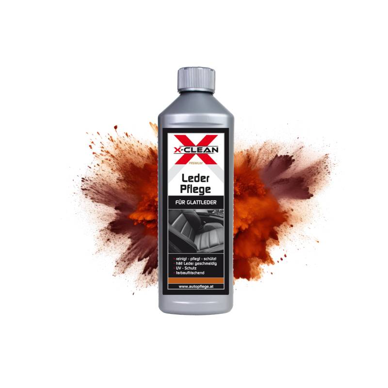 X-CLEAN® Universal Lederpflege für alle Glatt- und Kunstleder - Autoinnenraum, Motorrad-Kombis, Taschen, Möbel - Auto-Lederpflege - mühelos Schmutz, Öl & Fett entfernen - Lederreiniger Auto von X-CLEAN