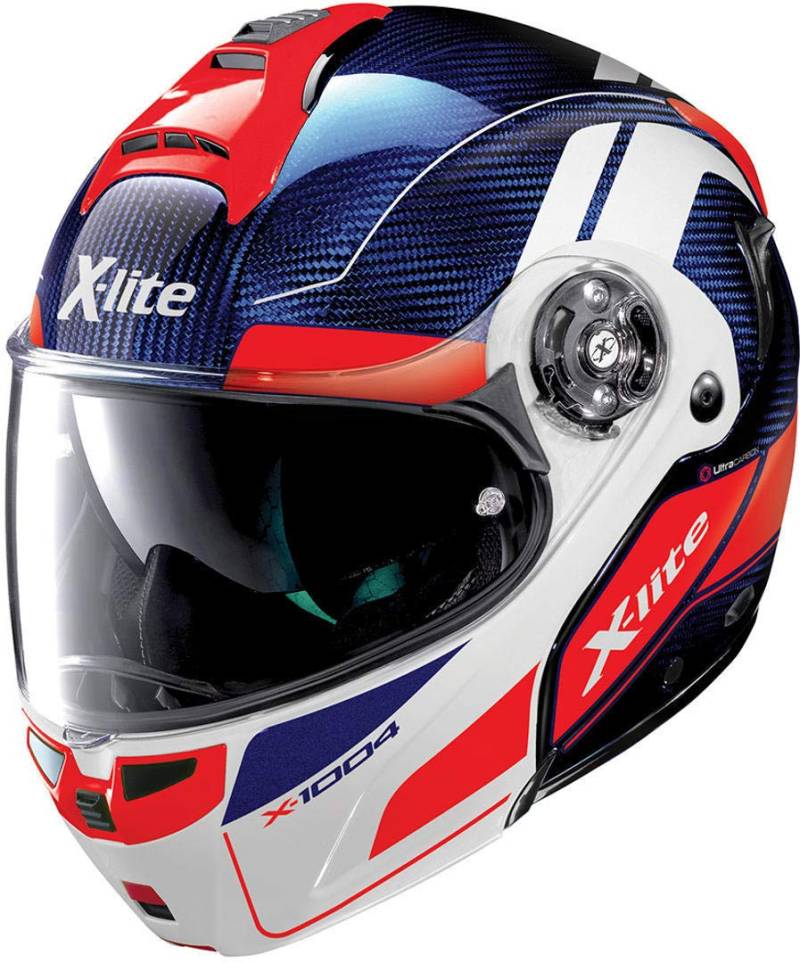 X-Lite X-1004 ULTRA CHARISMA CARBON TINTE BLUE GLOSSY WHITE CHIN GUARD S von X-lite