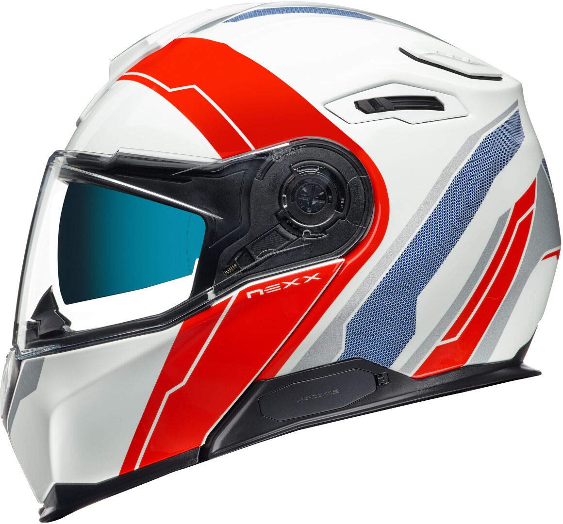 Nexx X.Vilitur Meridian Modularhelm Weiß/Rot XS (53/54) von X NEXX HELMETS