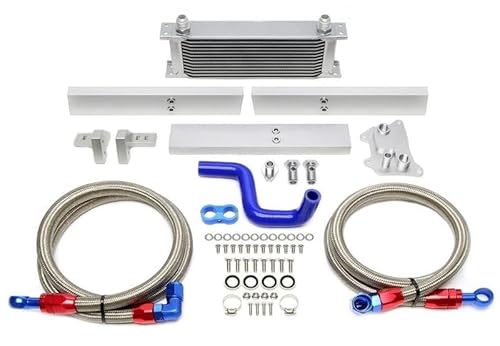 13 Reihen Ölkühler Kit 2x Stahlflexschlauch inkl. Anbauteile Anschluss Netzmaße 220mm x 190mm x 50mm für Typ 1.8l 2.0l Turbo 8V 8K-B8 8T-B8 8S-FV 5F 1038025 von X-Parts