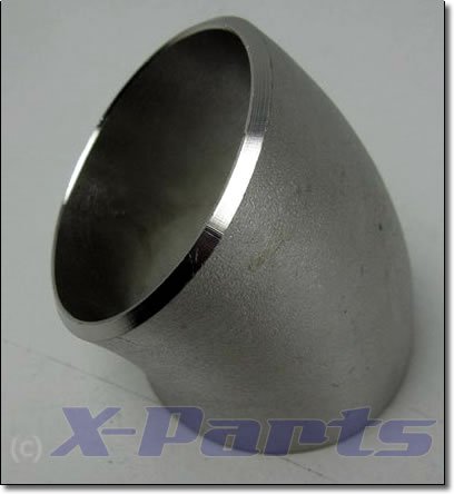 45° Grad EDELSTAHL Bogen 42mm KURZ Rohr V2A Schweißbogen Downpipe Hosenrohr von X-Parts