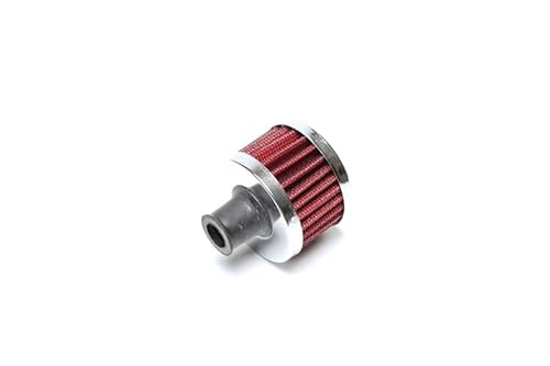 Sport Filter Kit offen Ø 50mm Chrom Kurbelgehäuse rund-zylindrisch Entlüftung Baumwollfilter rot universell Länge 37mm 1099013 von X-Parts