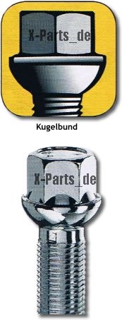 X-Parts Radschraube Schraube M15x1,25 Kugel R14 Schaftlänge 44mm M1525KU44 von X-Parts