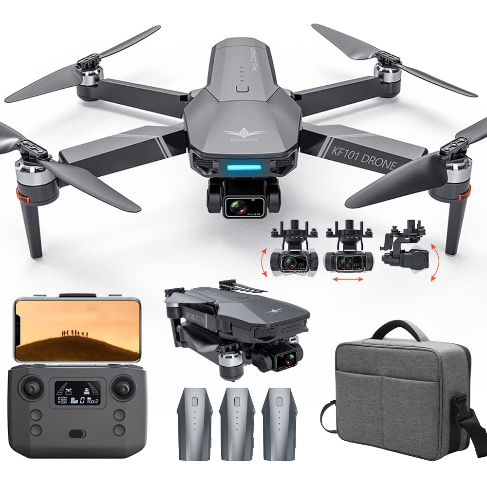 X-Verse KF101 MAXS Drohne mit Kameras 4K HD EIS, 3 Achsen Gimbal, 5km Kontrollabstand, Professionelle Faltbarer Quadcopter mit Bürstenlosem Motor für Erwachsene (2 Batterien) von X-Verse