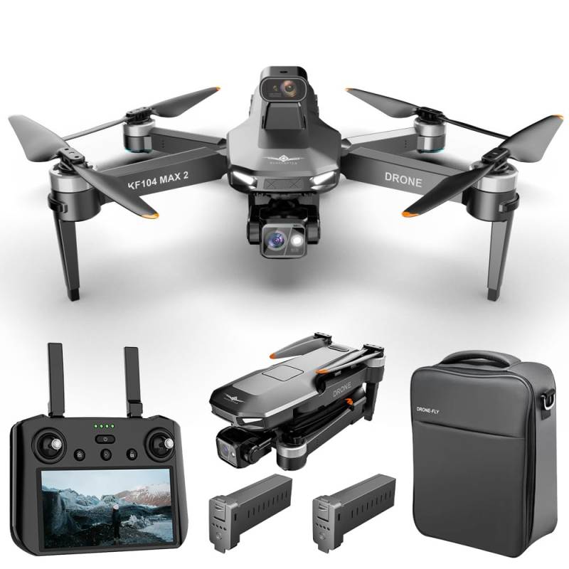 X-Verse KF104 MAX2 Drohne mit Kameras 4K HD EIS, Bildschirmfernsteuerung, RC 6km, 3 Achsen Gimbal, 360d° Hindernis Vermeidung, Professionelle Faltbarer Quadcopter für Erwachsene, 2 Batterien von X-Verse