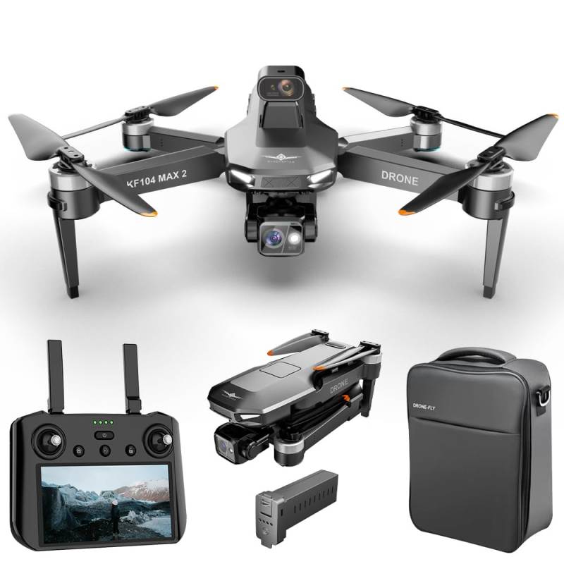 X-Verse KF104 MAX2 Drohne mit Kameras 4K HD EIS, Bildschirmfernsteuerung, RC 6km, 3 Achsen Gimbal, 360d° Hindernis Vermeidung, Professionelle Faltbarer Quadcopter für Erwachsene,1 Batterien von X-Verse