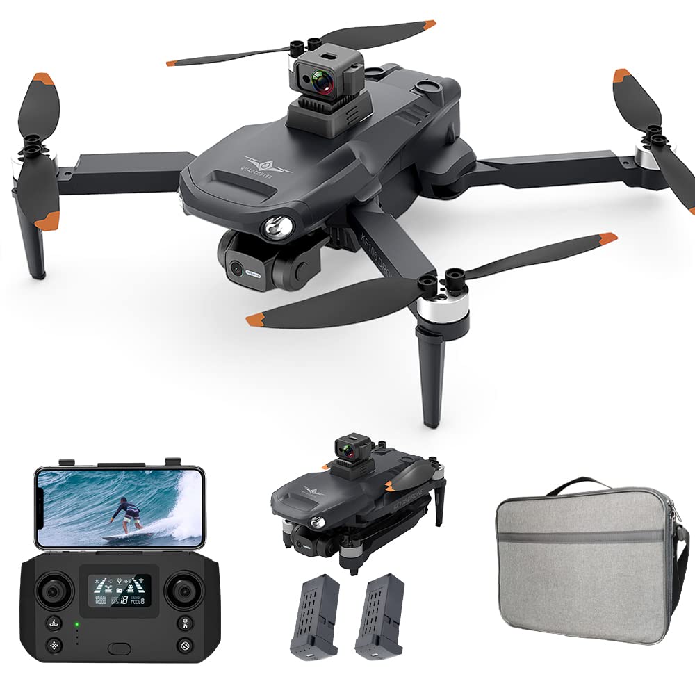 X-Verse KF106 MAX Drohne mit Kameras 4K HD, 3 Achsen Gimbal+EIS, 360d° Laser Hindernis Vermeidung, Professionelle GPS FPV Faltbarer Quadcopter mit Bürstenlosem Motor, 22 Minuten Flugzeit, 2 Batterien von X-Verse