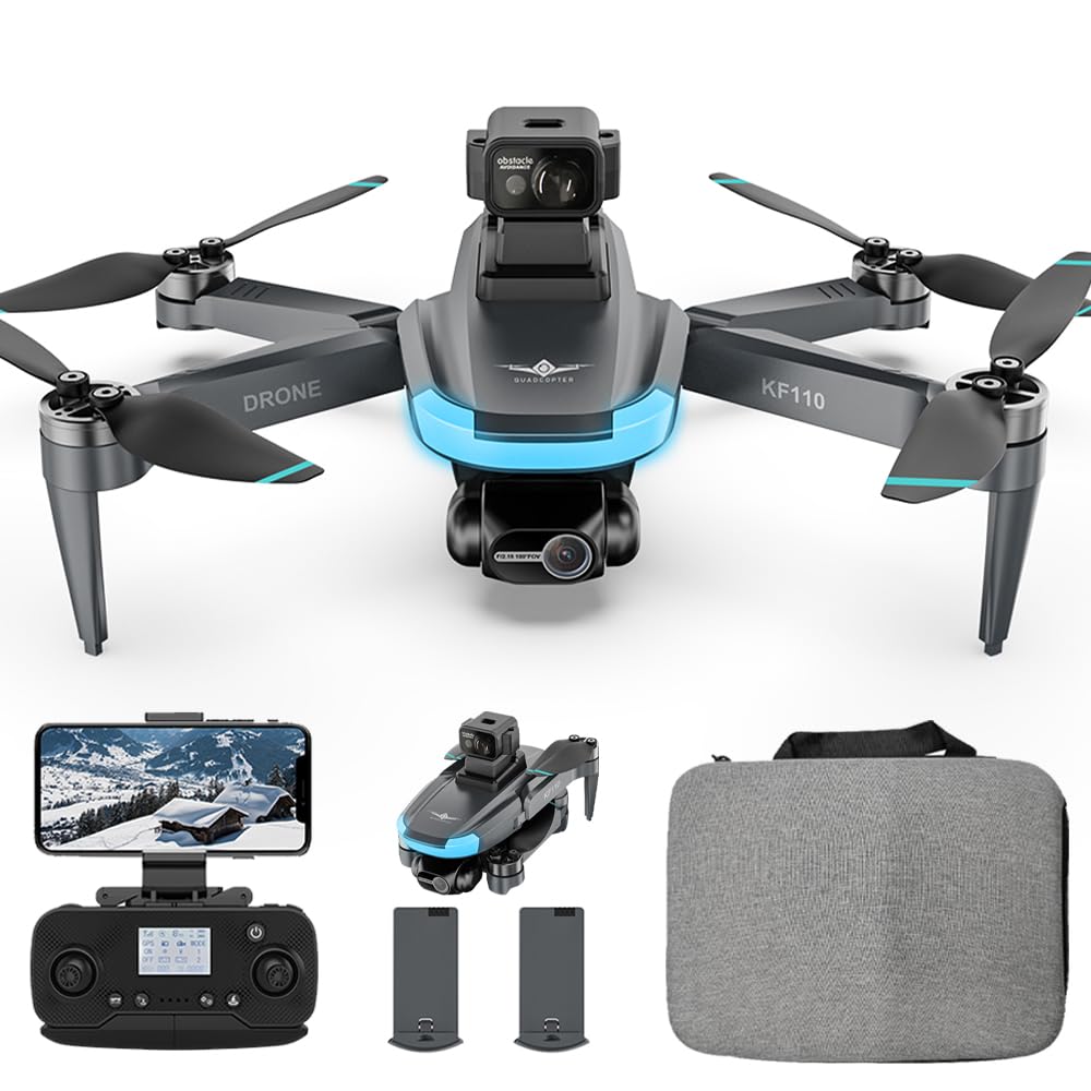 X-Verse KF110MAX Drohne mit Kameras 4K EIS unter 250g, C0, 360° Laser Hindernisvermeidung, Dual-Kamera, GPS Faltbarer Quadcopter mit Bürstenlosem Motor, 22 Minuten Flugzeit, 2 Batterien von X-Verse