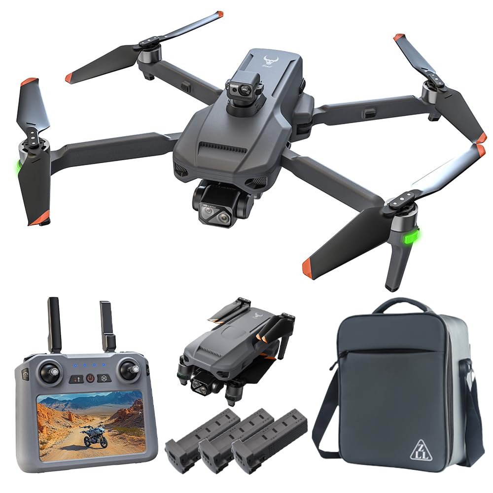 X-Verse ZLL SG909 Drohne mit Kameras 4K, Bildschirmfernsteuerung, 3 Achsen Gimbal+Repeater, RC 6km, 360d° Hindernis Vermeidung, Professionelle Faltbarer Quadcopter für Erwachsene, 3 Batterien von X-Verse