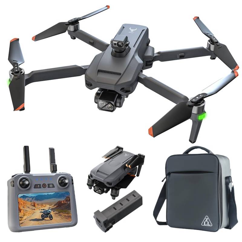 X-Verse ZLL SG909 Drohne mit Kameras 4K, Bildschirmfernsteuerung, 3 Achsen Gimbal+Repeater, RC 6km, 360d° Hindernis Vermeidung, Professionelle Faltbarer Quadcopter für Erwachsene,1 Batterien von X-Verse