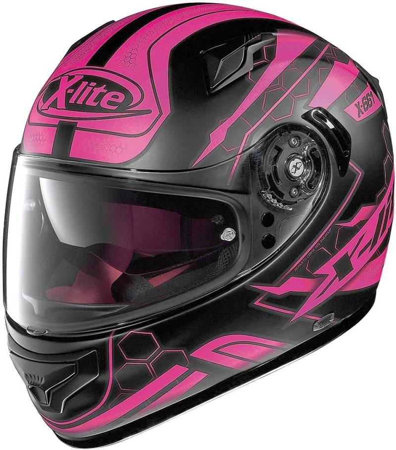 X-Lite X-661 Honeycomb N-Com Helm, schwarz matt/pink, XXS (54) von X-lite