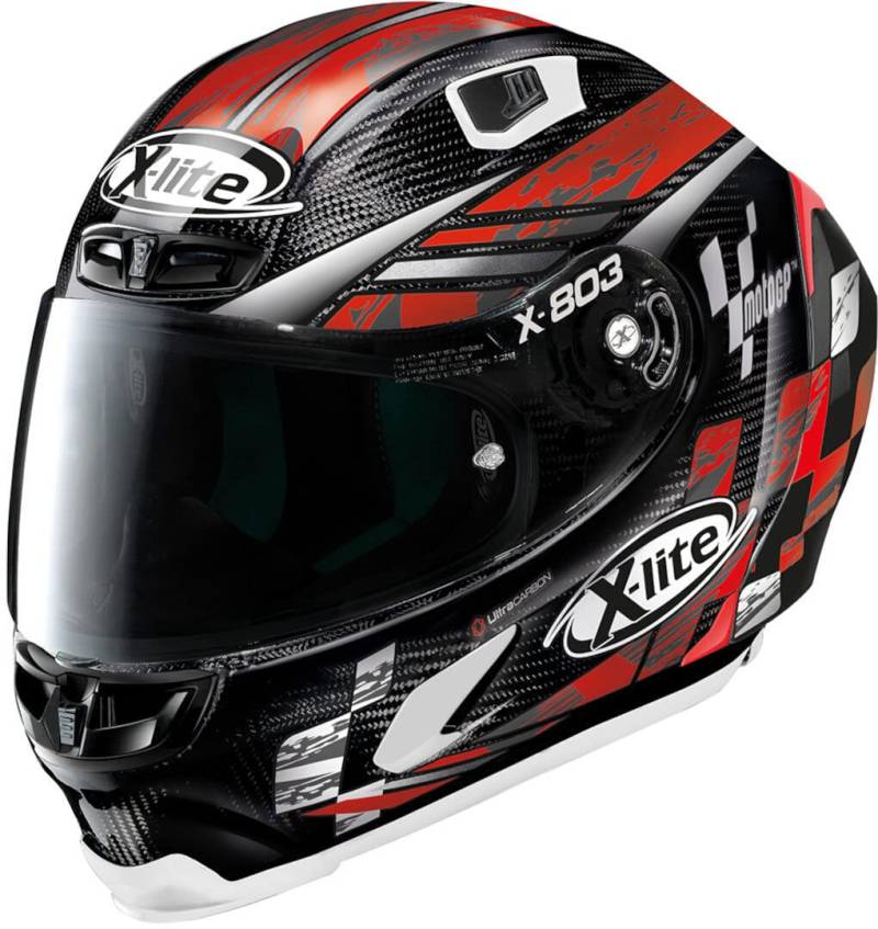 X-Lite X-803 RS Ultra Carbon MotoGP Helm, schwarz/weiß/rot, S (56) von X-lite