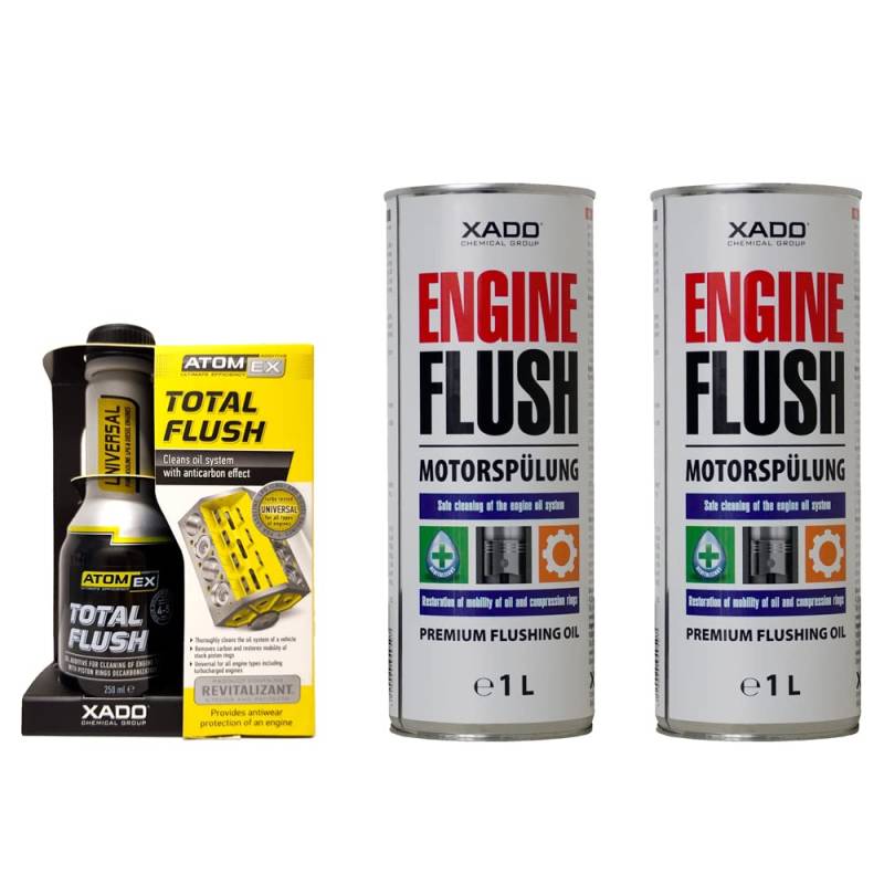 XADO SET für Motorreinigung und Motorspülung - 1x Total Flush + 1x Spülöl von XADO