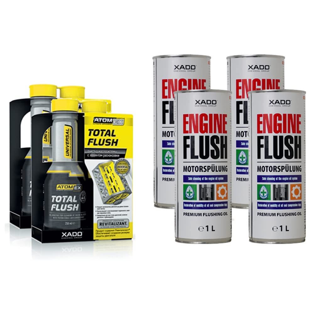 XADO Set für Motorreinigung und Motorspülung - 2X Total Flush + 4X Spülöl von XADO