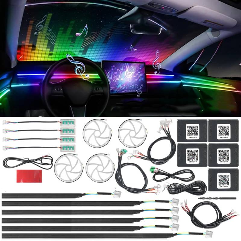 Auto RGB LED Lichtstreifen Bar Ambient Lighting Indoor Symphony Acryl Kit mit App (Dream Color 22in1 Kit) von XAEIOW