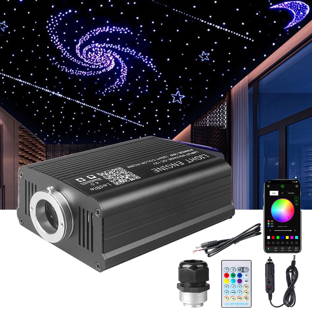 XAEIOW 16 W 200 Stück 3 m Meteor Twinkle 5.1 cm-1 Auto Starry Fiber Optic Light Ambient Bluetooth App RGB Fernbedienung Sprachgesteuert von XAEIOW